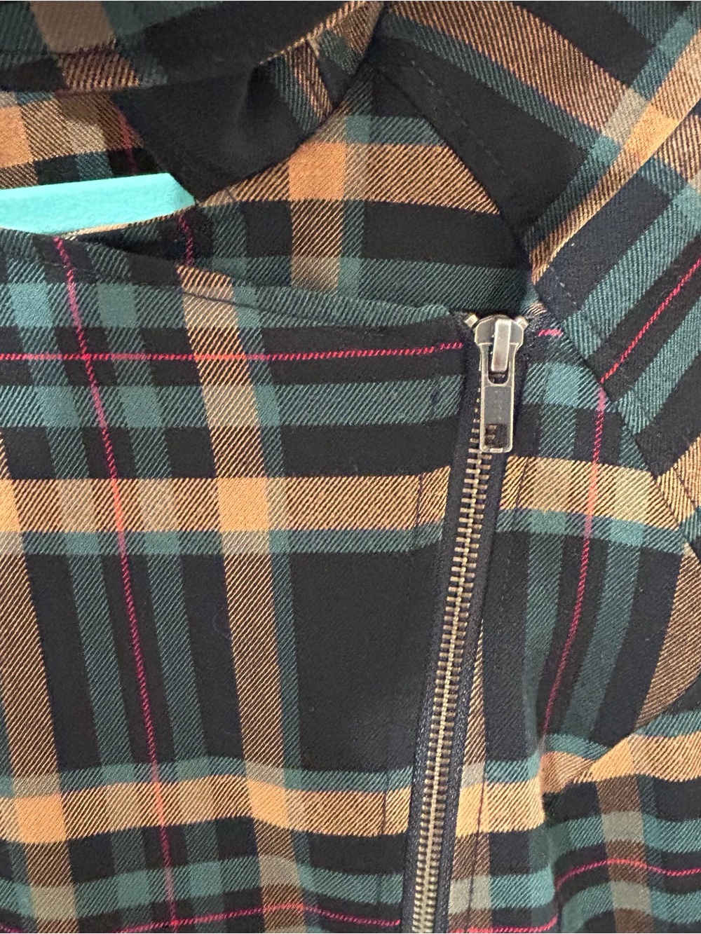 CAbi Moto Plaid Zip-Front Jacket in Black, Green, Gold Fall Brass Buttons M - Picture 5 of 13